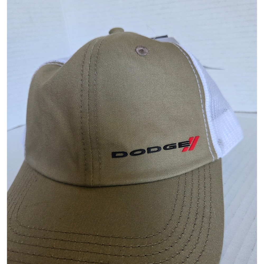FCA Dodge Trucker Khaki Hat Mesh SnapBack Rubber Patch Promotional NEW Deadstock - Picture 3 of 11